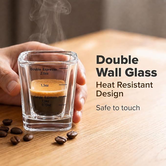 Ruckae Shot Glasses Measuring Cup Set 12 Pack Square Espresso Shot Glasses Liquid Heavy Glass -Incremental Measurement 2oz Shot Glass for Bars and Home Use