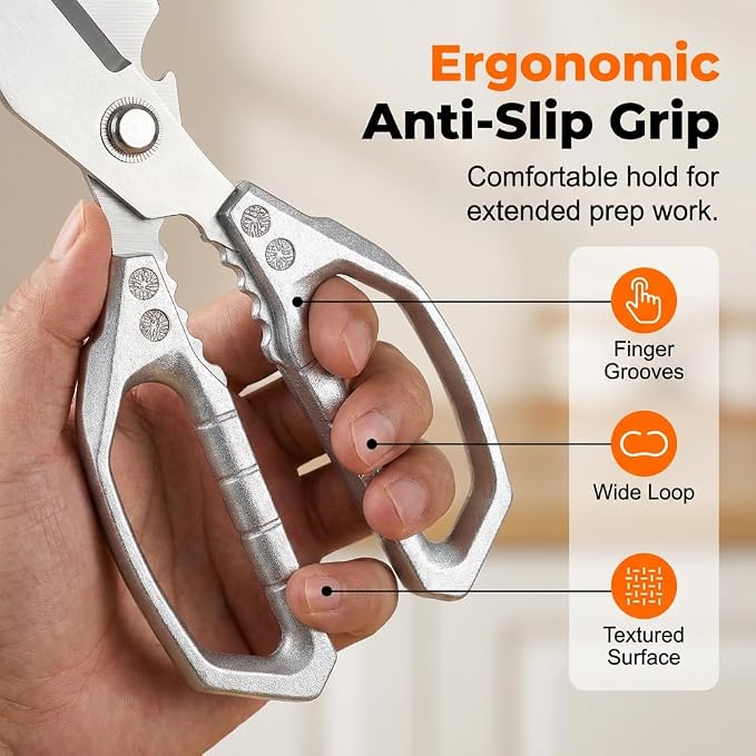 Heavy Duty Kitchen Scissors for Food with Ergonomic Anti-Slip Handle,Stainless Steel Chicken Bone Cutting Scissors Kitchen Tools,Poultry shears for Chicken, Meat, Seafood, Bone Cutting (Gold, 1PC)