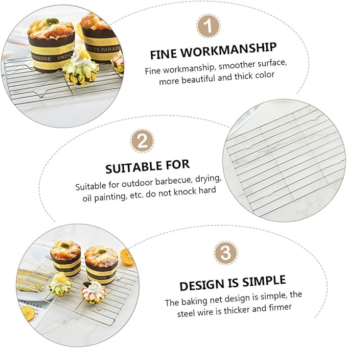 Gatuida 3pcs Cake Baking Cooling Racks Small Stainless Steel Non-stick Pastry Cooler Shelves for Cookies and Bread Cooling in Home Kitchen
