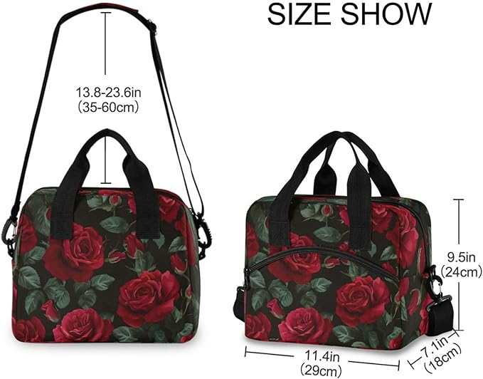ALAZA Red Rose Flower Floral Insulated Lunch Box Reusable Cooler Bags with Shoulder Strap for Women Men Adults, 19-Can (12.5L)