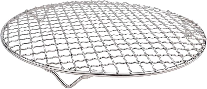 Round Cooling Baking Rack 201 Stainless-Steel Wire Oven Grill Sheet with Stable Tri-Leg Design for Baking, Roasting, Grilling, Drying and Cooling Cakes, Pies, Cookies, Pizza(26cm)