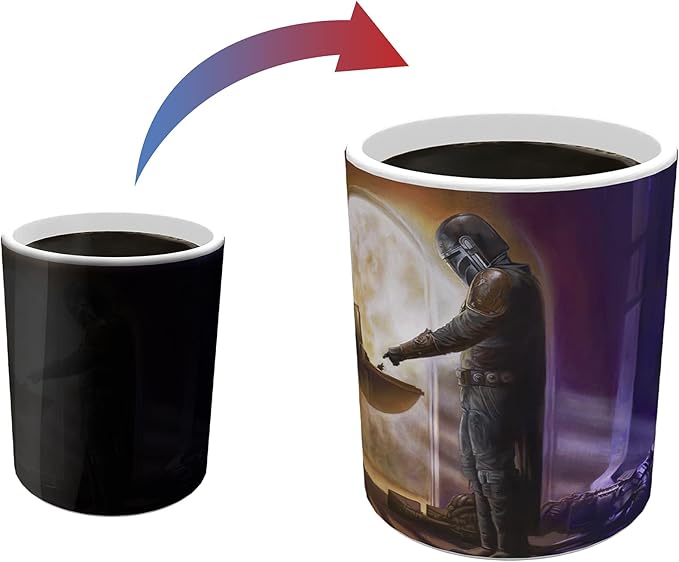Morphing Mugs Star Wars – The Mandalorian – Baby Yoda – Turning Point – Thomas Kinkade Studios - One 11 oz Color Changing Ceramic Mug – Image Revealed When HOT Liquid Is Added! MMUG1211