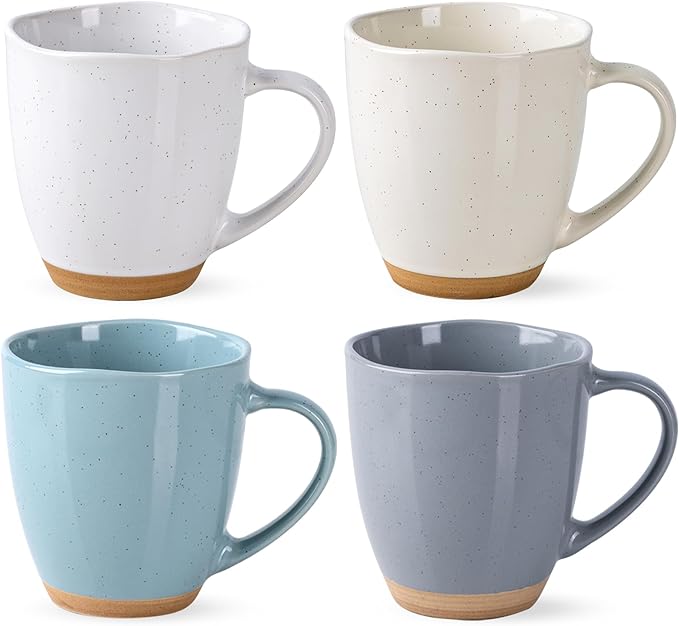 AmorArc 12oz Coffee Mugs, Ceramic Coffee Mugs set of 4 for Man, Woman, Dad, Mom, Modern Coffee Mugs with handle for Latte/Cappuccino/Milk/Cocoa. Dishwasher&Microwave Safe,Multi-Color