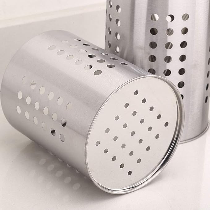 Kitchen Utensil Holder Stainless Steel Round Hole Cooking Tools Holder for Kitchen Home and Office