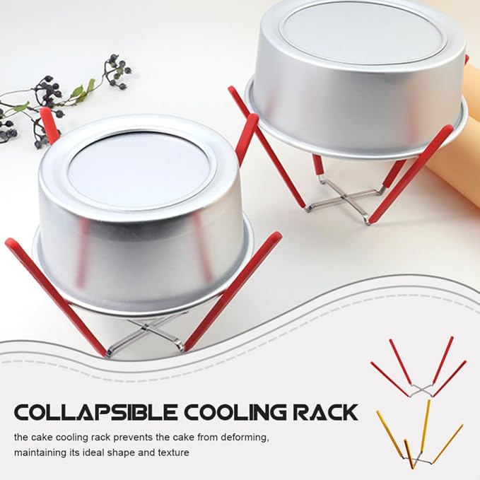 2pcs Foldable Cake Cooling Racks with Stable Four-leg Support Stainless Steel and Silicone Material Collapsible Inverted Cooling Rack for Baking and Pot