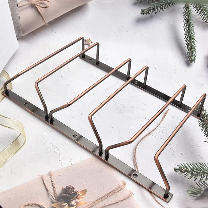 18cm Wine Glass Rack - Under Cabinet Stemware Wine Glass Holder Glasses Storage Hanger Metal Organizer for Bar Kitchen, Copper Finish (3 Rows, 1 Pack)