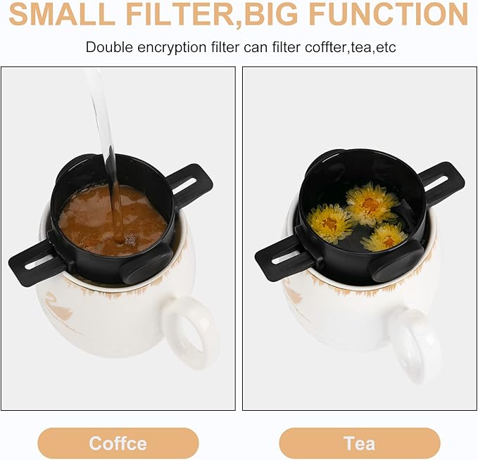 Pour Over Coffee Maker,Portable Stainless Steel Reusable Coffee Filter, Mini Collapsible Paperless Single Serve 1 Cup Coffee Dripper Cup Easy To Clean For Travel Camping