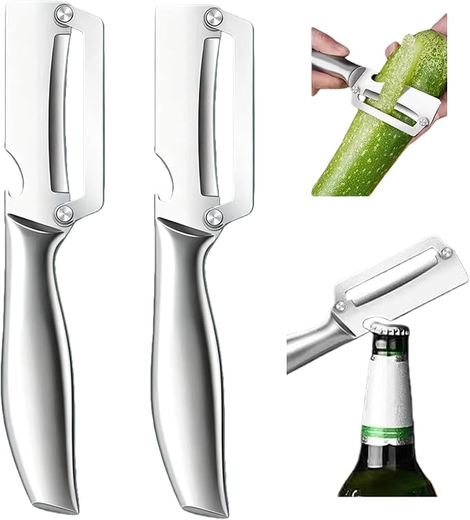 Stainless Steel Vegetable Fruit Peeler with Bottle Opener - Multifunctional Vegetable Peeler for Kitchen - Bladed Food Peeler