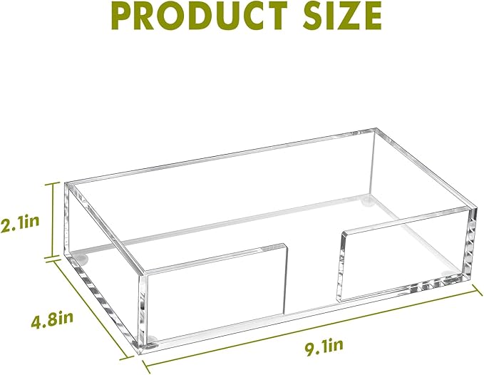 Kordory Acrylic Guest Towel Holder Tray for Bathroom, Clear Counter Rectangular Bathroom Napkin Holder for Ktichen, Modern Disposable Hand Towel Holder Tray for Home, Bar, Hotel, Office