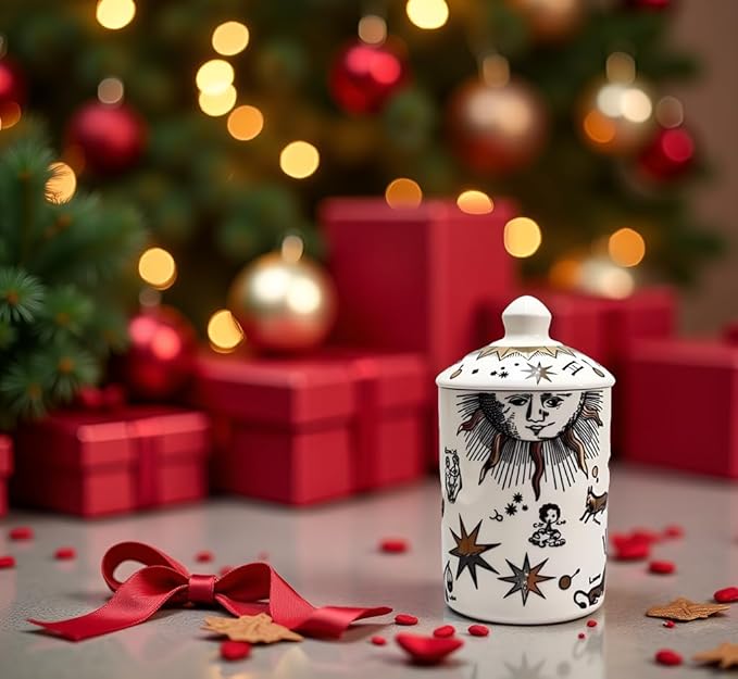 Handcrafted Italian Candle Holder – Modern Art Vase with Female Face Design, Elegant Aromatherapy Jar for Tabletop Décor (White Zodiac)