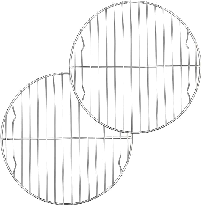 E-far 9 Inch Round Canning Cooking Racks, Stainless Steel Round Steaming Baking Cooling Rack Set of 2, Multi-Purpose for Air Fryer Pressure Cooker, Dishwasher Safe