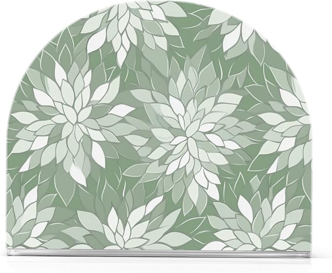 Sage Green and White Geometric Dahlia Flowers Napkin Holder for Table Acrylic Vertical Napkin Holders for Paper Napkins Decor Napkin Dispenser for Home Party Dining Cocktail Kitchen Accessories