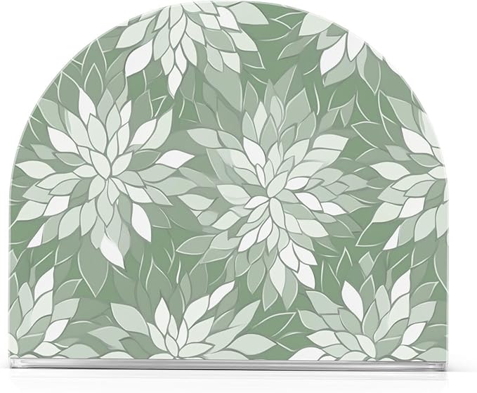 Sage Green and White Geometric Dahlia Flowers Napkin Holder for Table Acrylic Vertical Napkin Holders for Paper Napkins Decor Napkin Dispenser for Home Party Dining Cocktail Kitchen Accessories, 2 PC