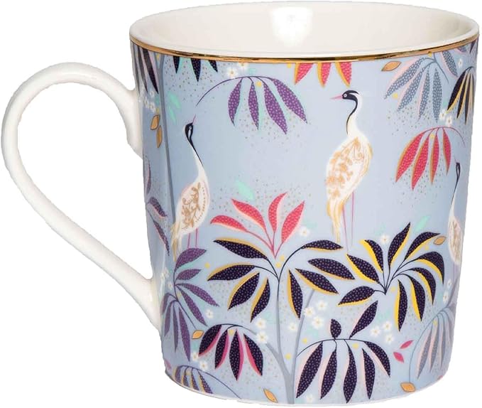 Sara Miller India Mugs, Set of 4 - 12oz Fine China Tea & Coffee Mugs with 22ct Gold Detailing - Collectible Drinkware Featuring Exotic Wildlife in Vibrant Jewel Tones - Great for Gifting