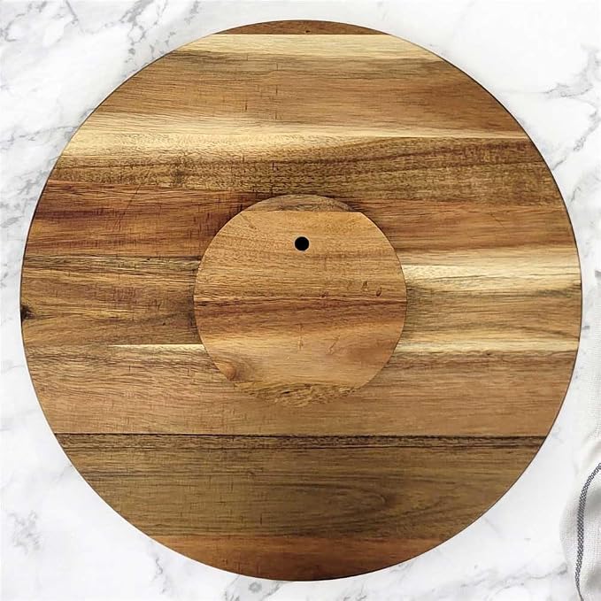 Engraved Gather Round Personalized Lazy Susan, 16" Rotating Tray Brown