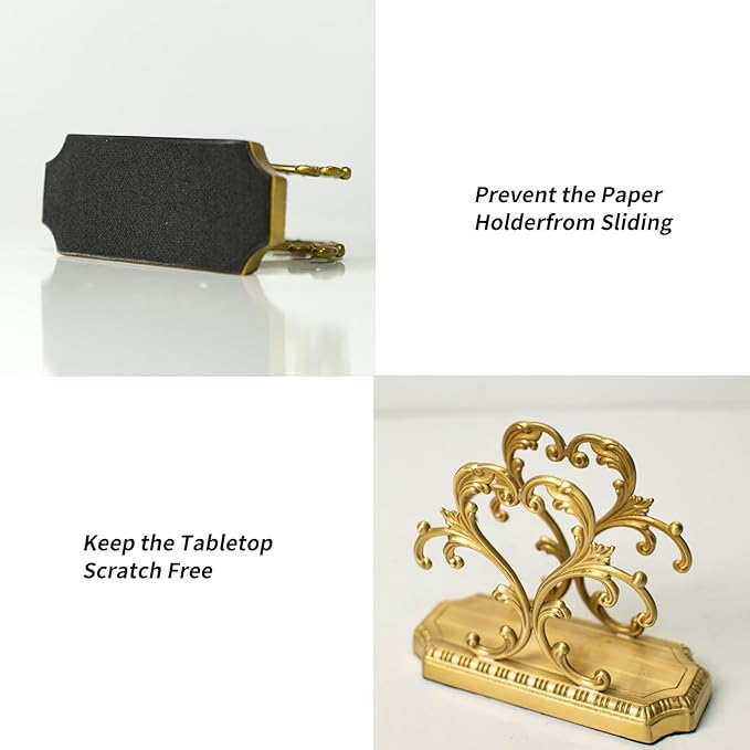 Luxurious Gold Napkin Holder for Table,Brass Napkin Holders for Paper Napkins & Kitchen Dining & Countertops, Cocktail Upright Napkin Holder Dispenser Suitable for All Room Decors