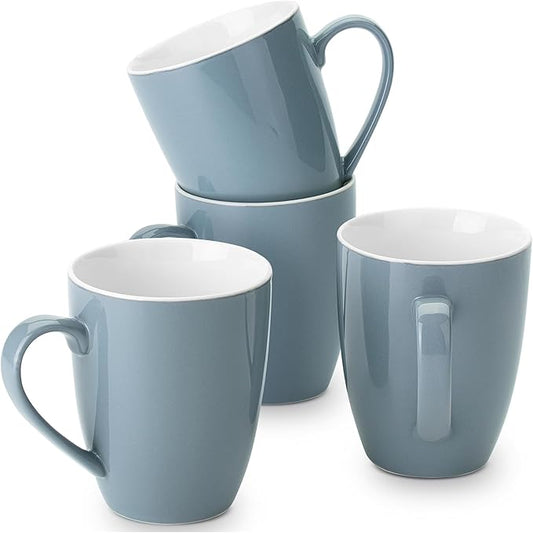 BTaT- Porcelain Coffee Mugs Set, 16 Ounces, 4 Pack, Gray Ceramic Coffee Mugs with Handle, Restaurant Cups for Mocha, Tea, Cappuccino, Cocoa, Cereal, Mug Gift Set, Dishwasher Safe, Mothers Day Gift