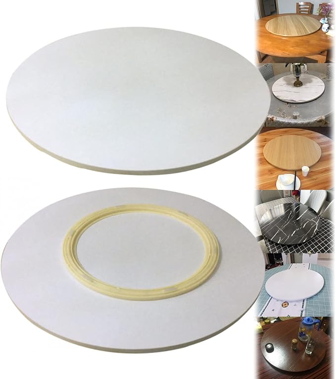 Round Wooden Serving Plate 360° Rotating Turntable - For Kitchen Dining Table Swivel Serving Trays, Round Lazy Susan Turntable Ø20inch-39inch, One-piece, Stable Rotation (Color : White-A, Size : Ø70
