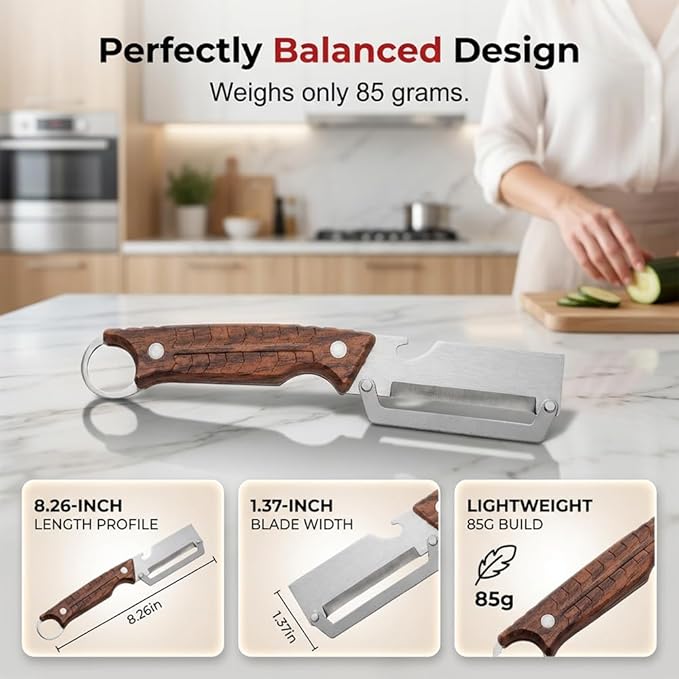 Premium Multi-Functional Vegetable Peeler for Kitchen, 2026 New Heavy Duty Stainless Steel Potato Peeler with Ergonomic Wooden Handle & Bottle Opener for Fruit and Vegetables (B-3Pcs)
