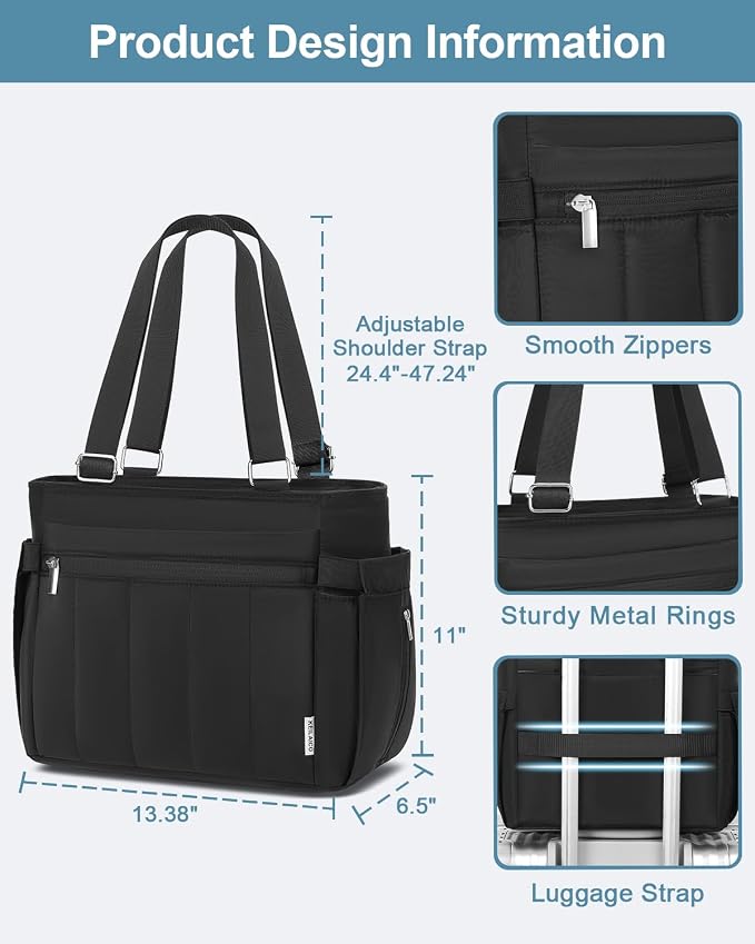 Insulated Lunch Box for Women Lunch Bag - Large Lightweight Lunchbox - Leakproof Cooler Tote Bag with Adjustable Shoulder Strap for Adult Work Office Camping Outdoor Picnic Travel Shopping 15L Black