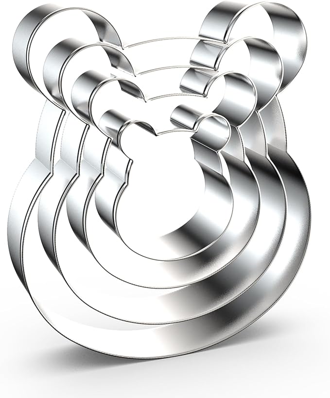 Bear Cookie Cutter Set Large Small Mini - 5", 4", 3", 2" - 4 Piece - Stainless Steel