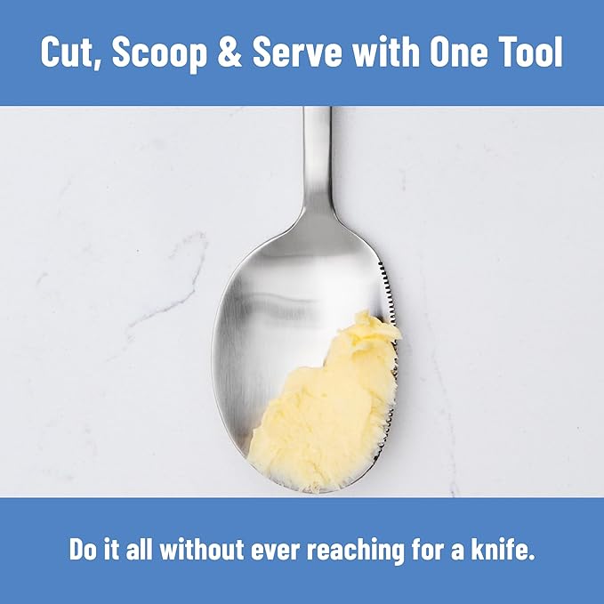 Misen Serrated Chef Spoon – Stainless Steel Multipurpose Cooking Spoon with Cutting Edge for Slicing Avocados Scooping Casseroles Breaking Ground Meat and Serving at the Table