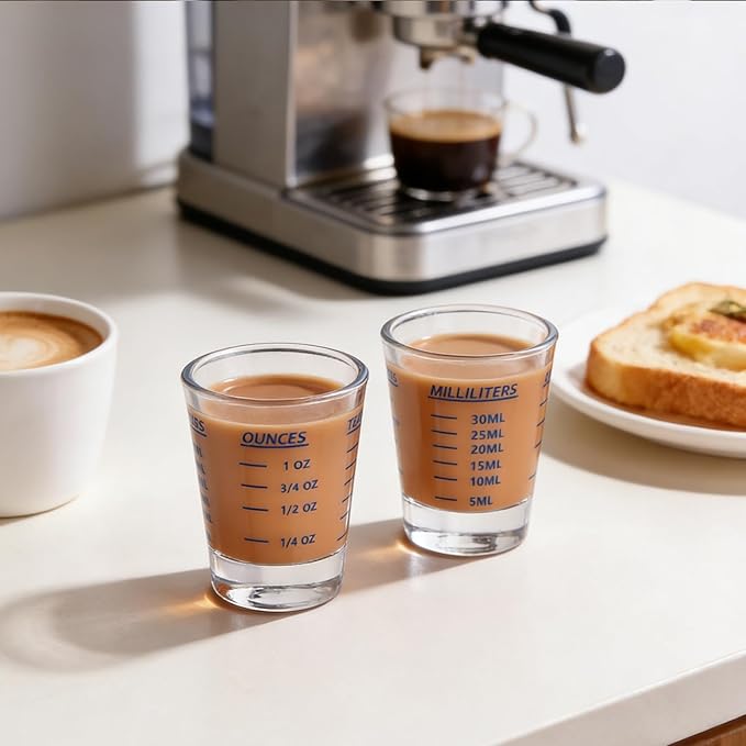 Shot Glass Measuring Cup，Espresso Shot Glass 26-Incremental Measurement 1oz, 6 Tsp, 2 Tbs, 30ml，Kitchen Tools，Bar Bartender Accessories, Jigger for Bartending (2 Pack-Blue)
