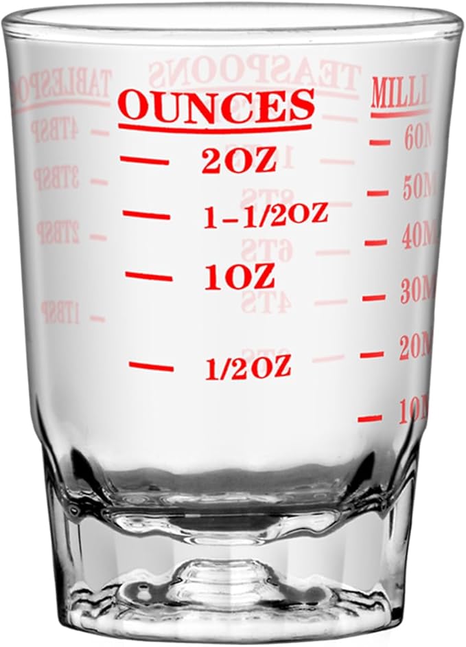 1Pc 2 OZ 4 Features Shot Glasses Measuring cup Liquid Heavy Glass Wine Glass Espresso Shot -Incremental Measurement Heavy 60ML (1, red)