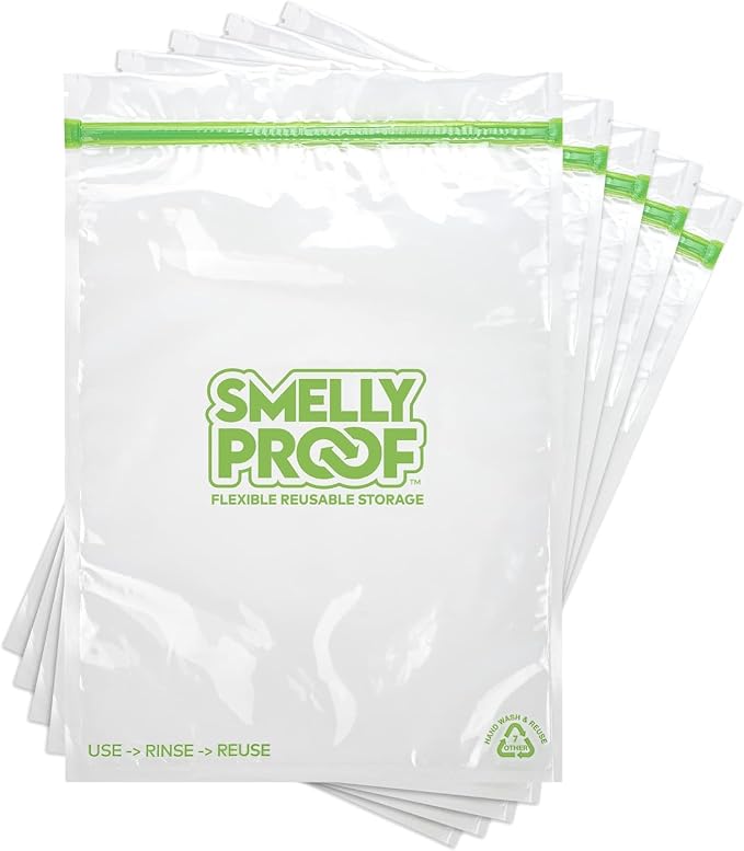 SMELLY PROOF Bulk XXL Reusable Food Storage Bags, Reusable Freezer Bags, Reusable Bag for Tools, Craft, Clothing Storage, Made in US, Dishwasher-Safe, BPA FREE, NO PEVA, 2-Gallon - 12" x 16” - 50-Pk