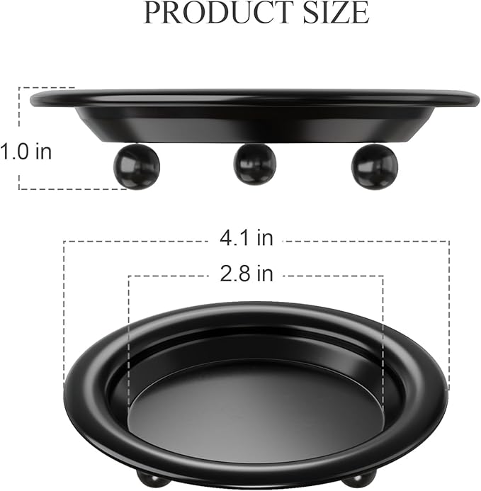 Black Candle Holders for Pillar Candles, 2 PCS Elegant Modern Candle Tray Stand for Table Centerpieces, Minimalist Candle Sticks Holder Decor for Living Room, Dining Table, Wedding Gift