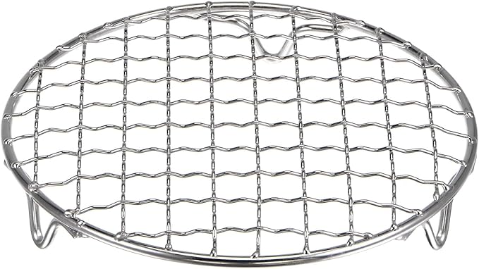 HARFINGTON Round Cooking Rack 6-inch 201 Stainless Steel Cross Wire Barbecue Grill Net with 20mm Legs for Cooking Baking Steaming BBQ