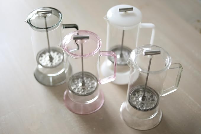 Teabloom Toulouse Borosilicate Glass Tea Press and Coffee Maker with No Plastic, 24-Ounce (700 mL) - Frost White