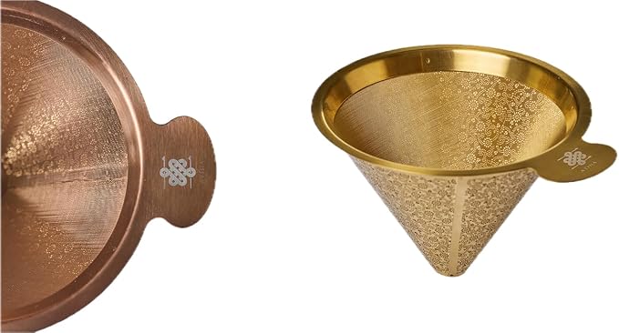 ATHIA Golden Dripper Reusable Stainless Steel Coffee Filter Paperless Cone Filter for Drip Coffee Makers Eco-Friendly Easy Clean Compatible with Most Coffee Makers (Golden, Cone Shape)