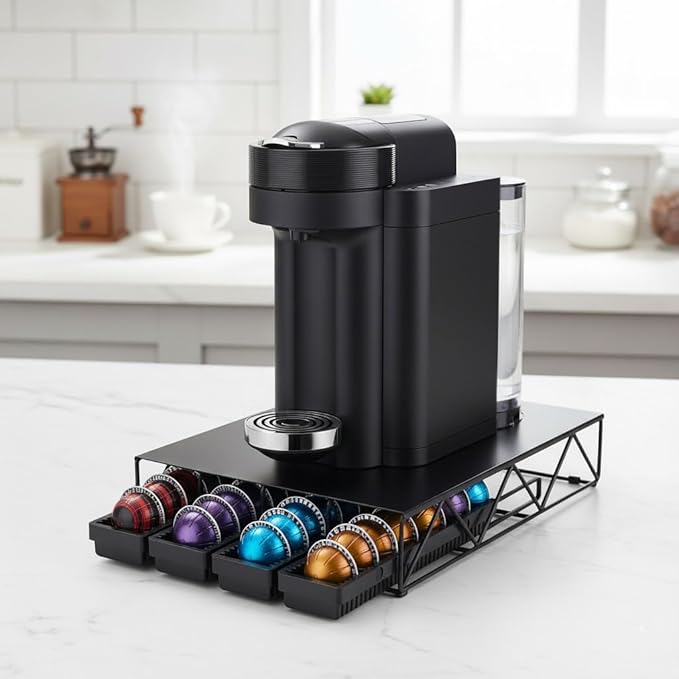Organizer Drawer Holder Compatible with Nespresso Vertuo Capsules,Coffee Bar Station Accessories Compatible with 28 Big or 40 Small Vertuoline Pods