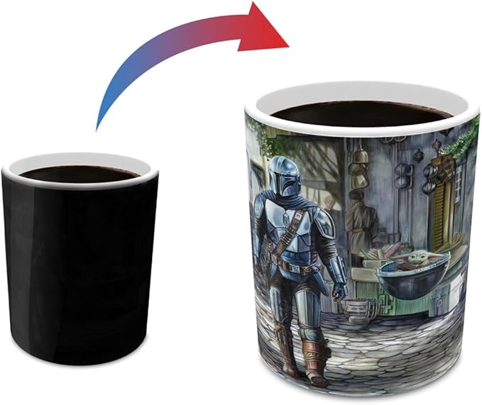 Morphing Mugs Star Wars – The Mandalorian – A Welcome Sight - Thomas Kinkade Studios – One 11 oz Color Changing Ceramic Mug – Image Revealed When HOT Liquid Is Added! MMUG1661