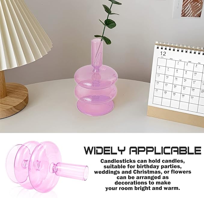 Clear Glass Candle Holders Glass Taper Candle Holder Decorative Glass Candlestick Holders for Dining Table Centerpieces Wedding Church （）
