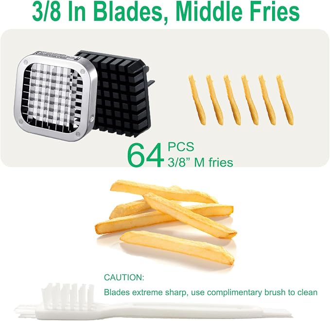 Eascandy French Fry Cutter, Heavy Duty Potato Slicer, Stainless Steel Potato Cutter with 3/8 Inch Blades for Sweet Potato, Carrot, Yam, Cucumbers.
