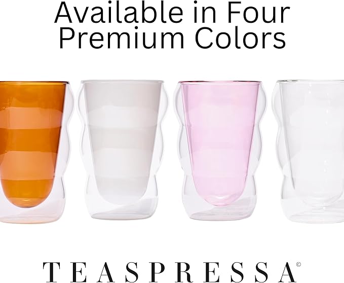 Teaspressa White Glass Cloud Cup 12 oz Double-Wall Insulated Borosilicate Glass – Heat-Resistant – Ideal for Hot or Iced Tea, Lattes, Coffee & More – Minimalist Design – Great Gift