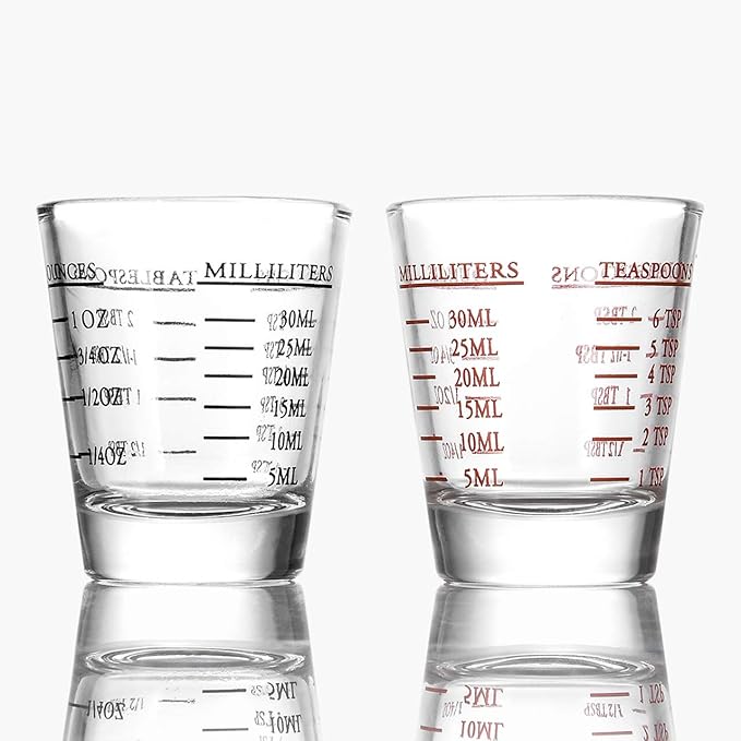 Beautyflier Shot Glasses Measuring cup Liquid Heavy Glass Wine Glass Espresso Shot Glass 26-Incremental Measurement 1oz, 6 Tsp, 2 Tbs, 30ml