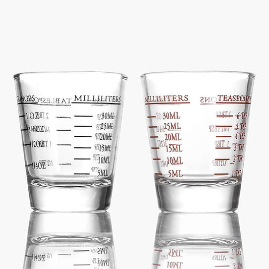 Beautyflier Shot Glasses Measuring cup Liquid Heavy Glass Wine Glass Espresso Shot Glass 26-Incremental Measurement 1oz, 6 Tsp, 2 Tbs, 30ml