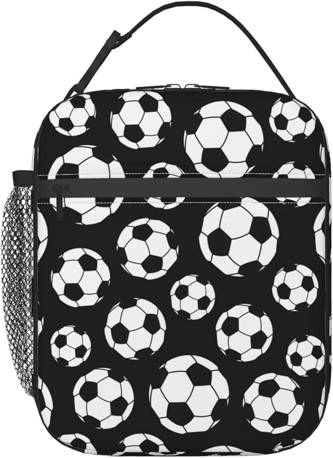 Gianlaima American Soccer Ball Football Insulated Lunch Box For Women Man, Portable Lunch Bag Reusable Cooler Tote For Office Work Travel Picnic Camping Beach