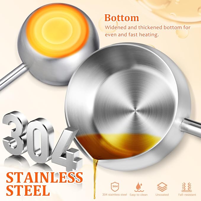 Sewroro Stainless Steel Oil Dipping Ladle with Long Handle 10.62In Soup Spoon Kitchen Utensil for Cooking and Serving