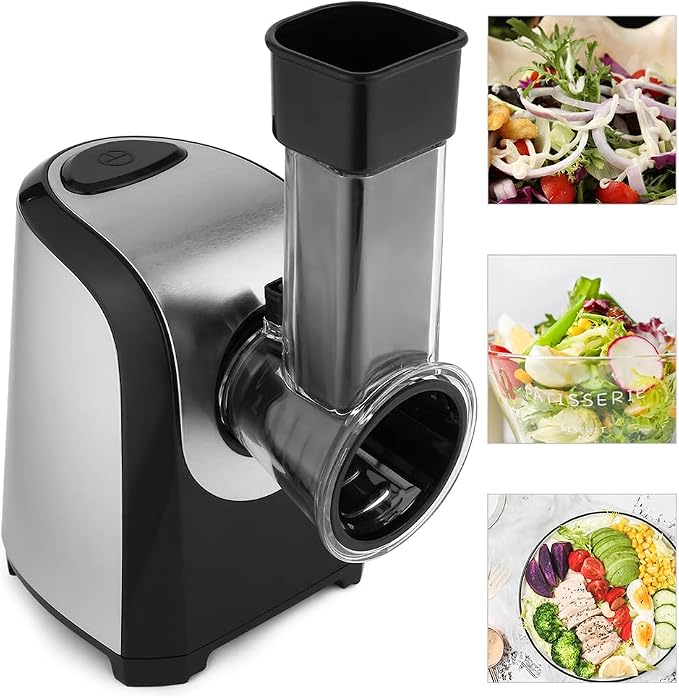 Electric Cheese Grater, Professional Electric Slicer Shredder, 150W Cheese Grater/Chopper Salad Maker, Shredder for Home Kitchen Use with One-Touch Control | 5 Free Attachments