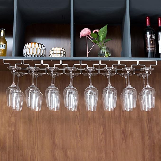 NWB Wine Glass Rack, Under Cabinet Wine Glass Holder Stainless Steel Stemware Rack - Hanging Stemware Holder,Wine Bottle Holder for Cabinet Kitchen Bar (Size : 57 * 22. 5cm(22. 4 * 8.9in))