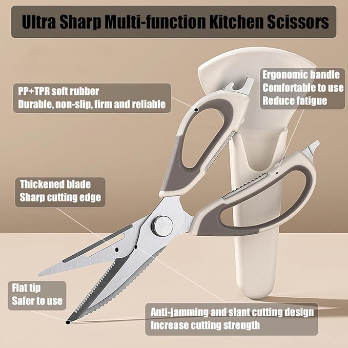 2 Pcs Heavy Duty Kitchen Shears for Food, Come Apart Design & Dishwasher Safe, Multi-function Kitchen Scissors set, Stainless Steel Food Cooking Scissors, No Magnetic Holder