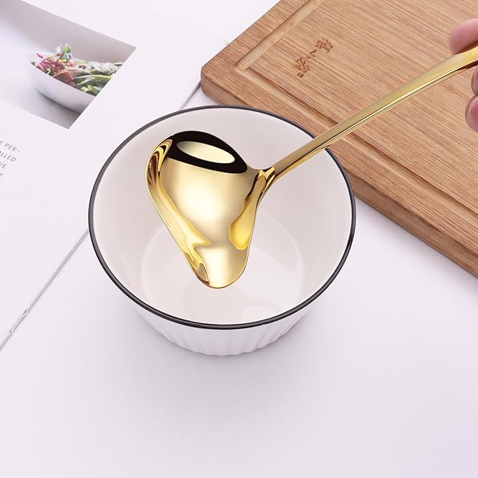 1-Piece Sauce Ladle and 1-Piece Gravy Ladle, 18/10 Stainless Steel, Dishwasher Safe(Gold)
