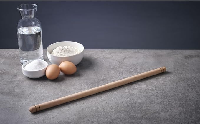 Beech Wood Non-Stick Oil Rolling Pin -Turkish Oklava-Infused Smooth Surface for Dough, Cookies, Pastry, Pizza & Bread – Traditional 18.7 Inch (48 cm) Kitchen Roller for Home & Professional Bakers
