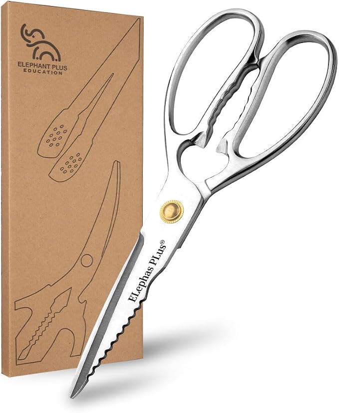 Professional Kitchen Scissors - Heavy Duty Stainless Steel Shears for Cutting Meat, Fish, Poultry, Vegetables, Pizza - Food Cutting Tools