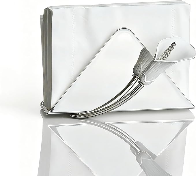 Luxurious Napkin Holder for Table – Silver Iron Upright Napkin Dispenser for Paper Napkins, Napkin Dispenser for Kitchen Dining, Cocktail Picnic Bar Modern Kitchen and Dining Decor﻿