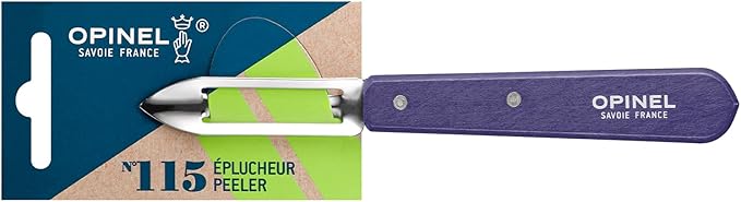 OPINEL Essential No.115 Peeler, Hornbeam Wood Handles, Made in France (Dark Purple)